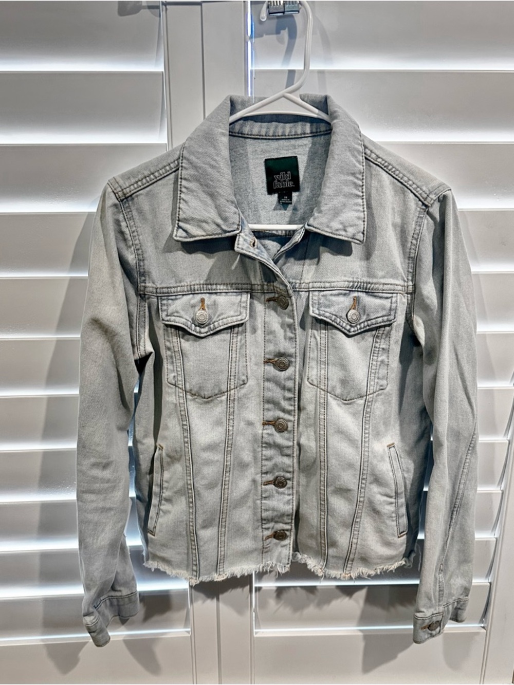Wild fable Light Gray Distressed Hem Denim Jacket